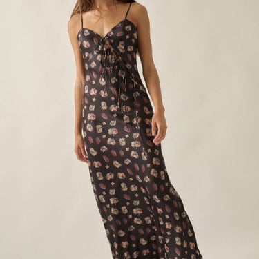 Meadow Floral Satin Tie Maxi Dress