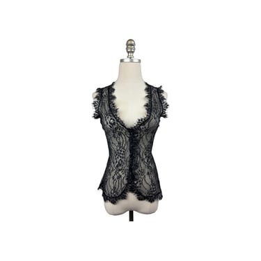 1990s Black Lace Sleeveless Top 