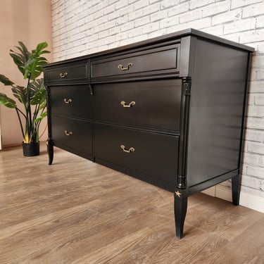 Available! Midnight Black Rahway French Empire Neoclassical dresser / buffet/ sideboard 