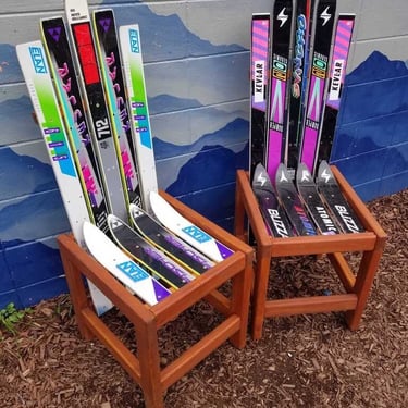 Set of 4 - Pick your favorite brands or colors!  Ski Patio dining chairs. Dining chairs, repurposed snowboards and skis. Patio Sets 