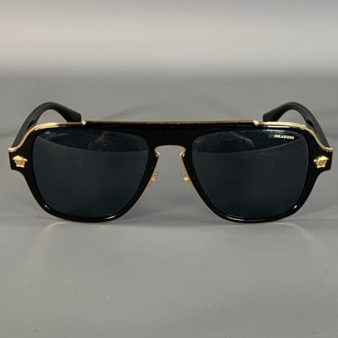 VERSACE Black Gold Solid Sunglasses