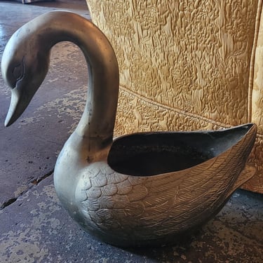 Large Brass Goose Planter