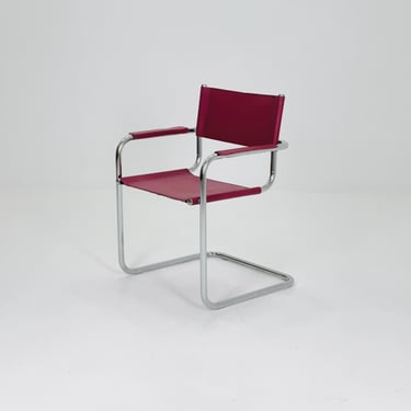 Mid century wine red Model MG5 Centro Studi wine red chair by Mart Stam & Marcel Breuer , 1970s 