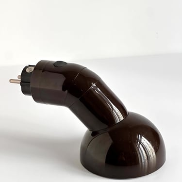 Vintage Plug-In Wall Lamp Brown Plastic & Metal, 1970s Socket Light, Space Age Wall Lamp, Mid-Century German Lamp, Direct Plug Light 