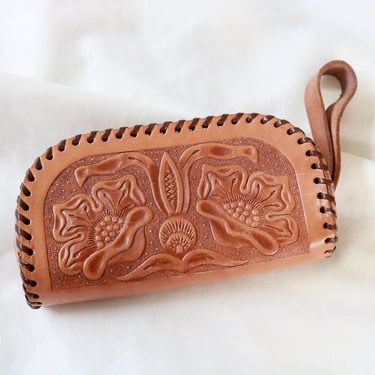 1970's tooled leather small clutch 