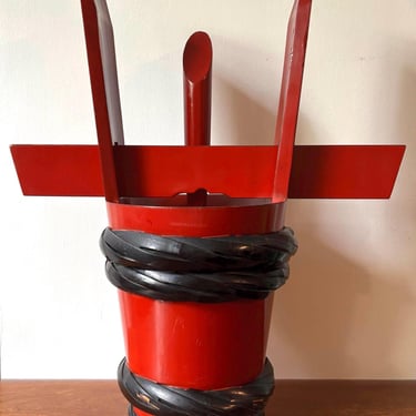 Vintage Japanese Lacquer Wood Tsunodaru Celebration Sake Barrel | Wedding Red Black Bamboo | Collectible | Bucket Home Decor | Japan Craft 