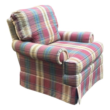 Vintage Sherill Furniture Plaid Skirted Lounge Chair 