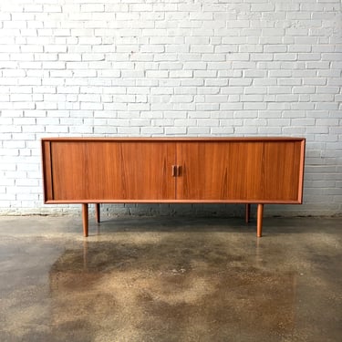 Vinatge Danish Afrormosia Teak Tambour Sideboard by Svend Aage Larsen for Faarup, 1960s