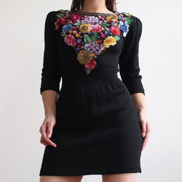 80s Embellished Knit Party Dress