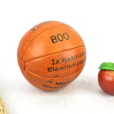 Metropol Medicine Ball, Full Ball, Volleyball, Leather with Deer Hair Elastic Filling, Mid-Century Design, Vintage Decor 