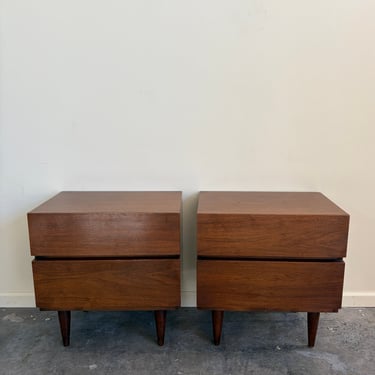 Pair of American of Martinsville Walnut Nightstands