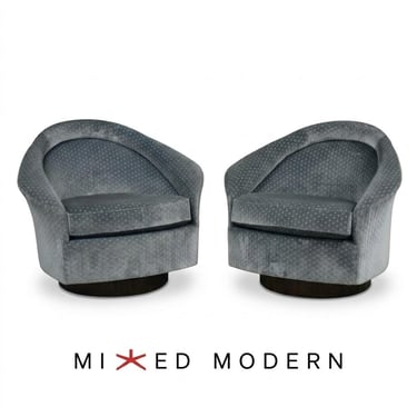 Walnut Tilt Swivel Lounge Chairs by Adrian Pearsall - A Pair 