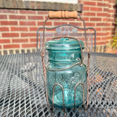 Classic Ball Ideal Blue Aqua 1 Pint Jar #2 with “the Works” 