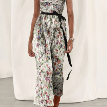 Adelaide Strapless Pleated Dress - Sterling Floral