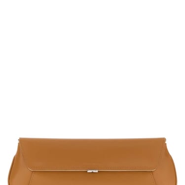 Amina Muaddi Women Camel Leather Ami Clutch