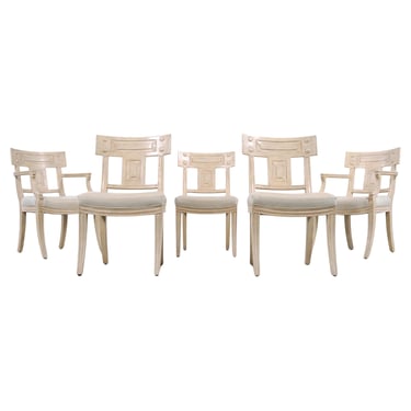Set of Michael Taylor Neoclassical White Klismos Dining Chairs