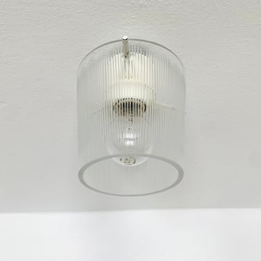 Lovely Mid-Century Modern Crystal Glass Flush Light | 1950s 