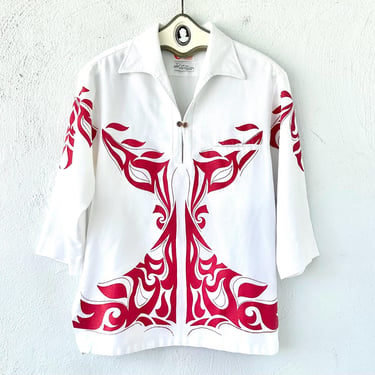 Vintage Dior Vargas Hawaiian Aloha Shirt 70s Iolani Hawaii Tiki Top 