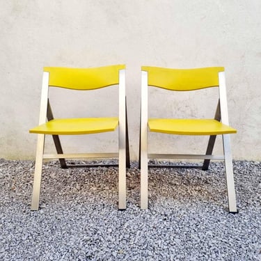Pair of Postmodern Folding Chairs / Justus Kolberg for Tecno / P08 / Steel & Plastic / Italian Design / Vintage Dining Chairs / Italy / '90s 