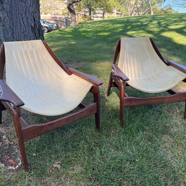 Pair of Jerry Johnson Triumph Mid Century Modern Sling Chairs 