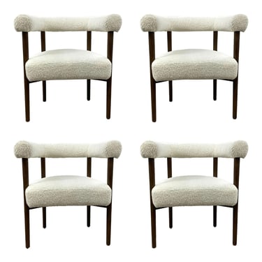 Modern Soft White Boucle Dining Chairs Set of 4