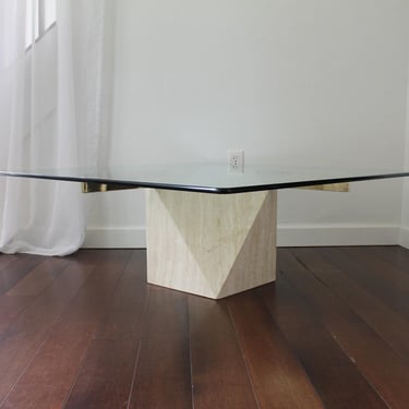 Vintage Artedi Travertine Stone Coffee Table, 70's Italian Table, Postmodern, MCM Hollywood Regency, 80's Art Deco 