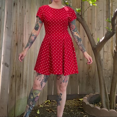 Vintage 1980’s Red Polka Dot Mini Dress 