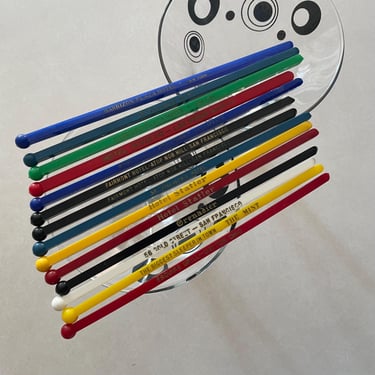 Vintage Collection Plastic Colorful Mid Century Era Swizzle Stir Sticks | 50s-70s, Retro Barware, Kitsch Cocktail Stirrers, Lounge, Party 