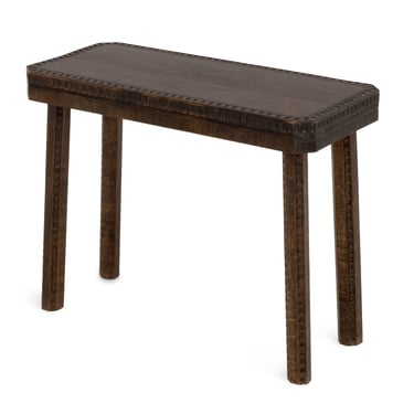 Arts and Crafts Style Hand-Carved Oak Console Table