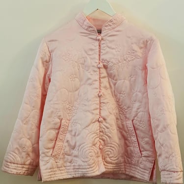 Pink Quilted Bed Jacket Large Vintage 