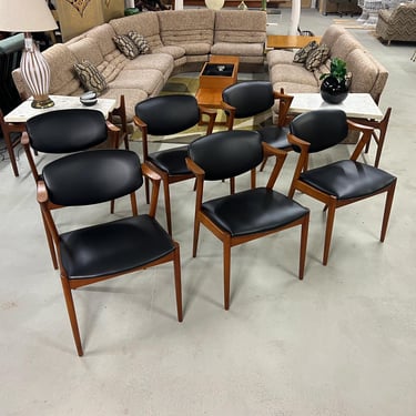 6 Kai Kristiansen Model 42 Danish Teak Dining Chairs 
