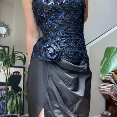 VTG 80s Gunne Sax Sequined Bodice Dress 