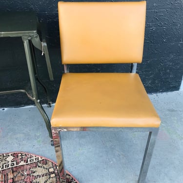 Cognac Vinyl Chrome Dining Chairs
