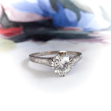 Antique Art Deco Diamond Filagree Engagement Ring Platinum: 1.15 cts 