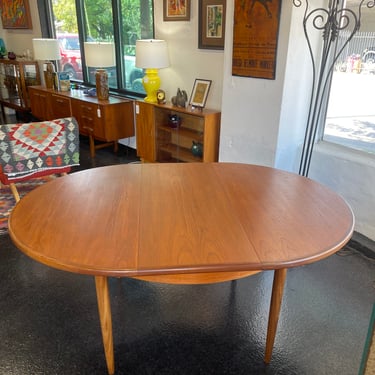 Mid Century Round to Oval Teak Dining Table w/Butterfly Leaf by GPlan