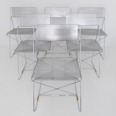 Set Of 6 Vintage Nuova X-Line Dining Chairs By Niels Jorgen Haugesen For Hybodan Denmark 
