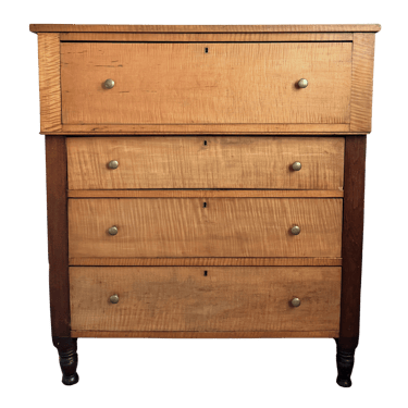 1880's Primitive Highboy Tigeroak 4-Drawer Dresser