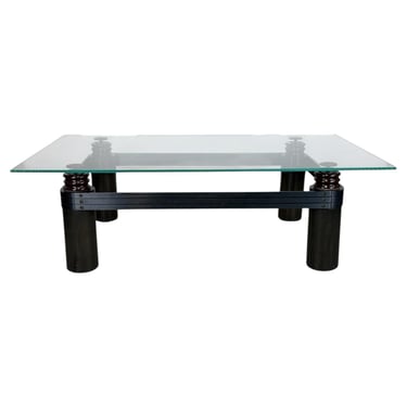 Kaiser/Newman Coffee Table w/Porcelain Insulators, Black Aluminum and Wood Base