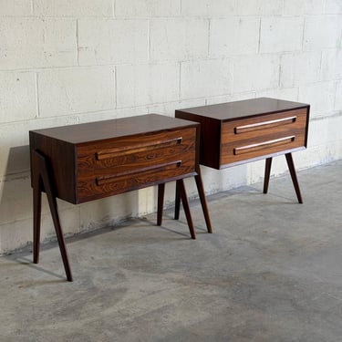A stunning pair of Danish rosewood nightstands manufactured by AP Møbler Svenstrup in the 1960s. 