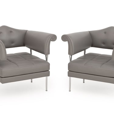 Luca Scacchetti for Poltrona Frau "Hydra Enif" Arm Chairs, Pair