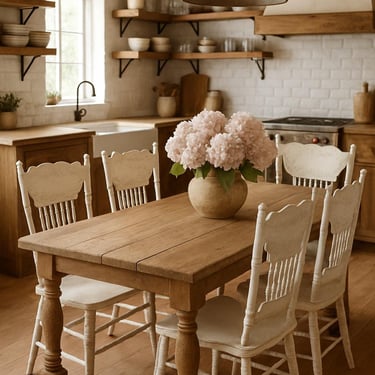 Custom for Carlie Antique White Wood Dining Chairs:  Kitchen Set of 4 ship to home Massachusetts 