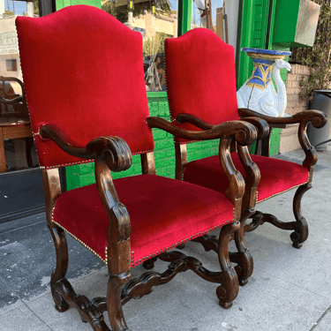 Your Royal Higness | Pair of Vintage Red Velvet Arm Chairs 
