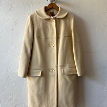 Vintage 1960s Betty Rose Wool Coat Cream M