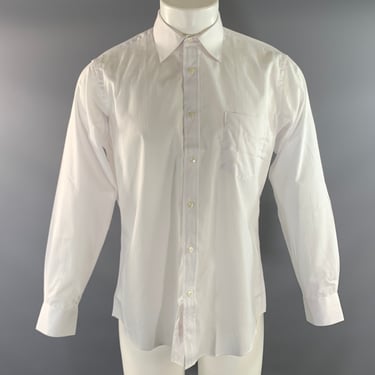 YVES SAINT LAURENT Size S White Stripe Cotton Blend Long Sleeve Shirt