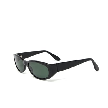 Authentic Vintage 1990s Black Circle Mod Oval Sunglasses 