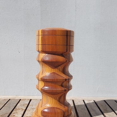 Vintage Handmade Wooden Vase / Vintage Handcrafted Wooden Vase / Handmade Wooden Vase / Massive Vase / 70's 