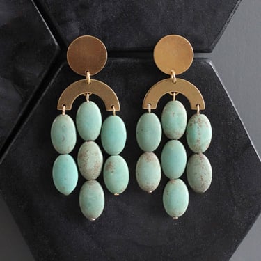 Turquoise Art Deco Crescent Earrings