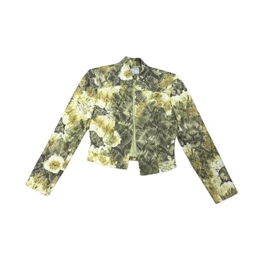 Y2K Alberto Makali Sage Green Abstract Print Open Moto Jacket / Cyber / Snake / Size 6 / Small / Bratz / Euro 