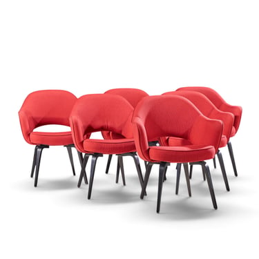 Eero Saarinen for Knoll Mid Century Bentwood Executive Dining Chairs - Set of 6 - mcm 
