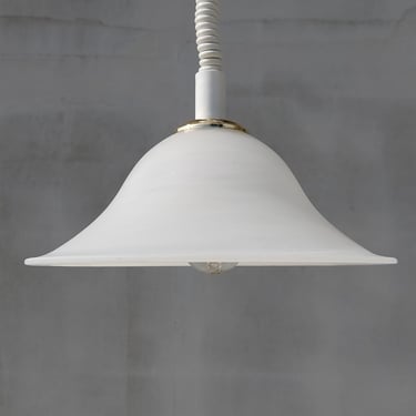 Vintage White Glass Pendant Light, Mid Century Modern Swirl Shade Ceiling Lamp, Retro Hanging Lighting for Kitchen or Dining Room 